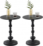 Kohvilaud, must, &uuml;mmargune, 2 k&uuml;ljelaua komplekt elutuppa, Vintage diivanilaud, v&auml;ike metallist k&uuml;ljelaud, loov kohvilaud (must, 40 x 40 x 53 cm)