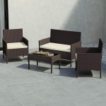 Garden Vida Rattan komplekt 4 istekohale Alloy terasest pol&uuml;ester terasest sulam pol&uuml;rattan Brown