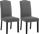 WOLTU 2 s&ouml;&ouml;gitoa tooli, k&ouml;&ouml;gitoolid k&otilde;rge seljatoega, polsterdatud tool, elutoa tool, disaintool, t&auml;ispuidust jalad, polsterdatud, linane, tumehall, BH386dgr-2