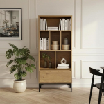 [en.casa] Kistiandi raamaturiiul avatud riiul tume 137 x 60 x 35 cm seisev riiul sahtliga elutuba kontoririiul seisev riiul