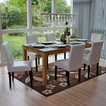 Mendler Lot de 6 chaises de s&eacute;jour Littau, cuir reconstitu&eacute; blanc, pieds fonc&eacute;s