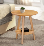 Hallowood Furniture Waverly Solid Oak Round Side Table, kompaktne puidust &ouml;&ouml;kapp, lambilaud riiuliga, v&auml;ike kohvilaud, k&uuml;lglaud, taimestend, k&uuml;lglaud elutuppa