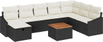 9-teiliges Garten Sofa Set mit Kissen Schwarz Poly Rattan Gartenlounge Model3359579