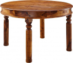 Massivmoebel24.de Oxford &uuml;mmargune s&ouml;&ouml;gilaud t&auml;ispuidust #0331, valmistatud akaatsiapuidust - mesi, lakitud, 100 x 100 x 76 cm, koloniaalstiilis, t&auml;ispuidust s&ouml;&ouml;gilaud