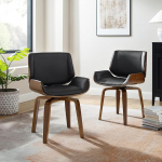 Zouron P&ouml;&ouml;rlevad s&ouml;&ouml;gitooli toolid must 2-st komplekt - P&auml;hklipuust Mid Century Modern Desk Chair Faux Leather Walnut Wood Legs, k&ouml;&ouml;k s&ouml;&ouml;gituba toolid koos polsterdatud istmega