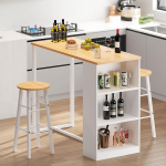 SogesHome Baarilaud Bistro laudade komplekt 2 tooliga K&ouml;&ouml;gi s&ouml;&ouml;gilaud 3 hoiukambriga Konsool koridoris s&ouml;&ouml;gituppa elutuppa 120 x 55 x 100 cm