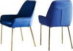 SalesFever Linnea s&ouml;&ouml;gitoatoolide komplekt (2 tk), sinine | Sametiga polsterdatud tool koos k&auml;etugedega | raami messingv&auml;rvid | istme ja seljatoe polsterdus