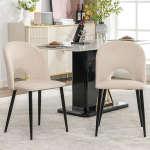 S&ouml;&ouml;gitoatool (2 tk), polsterdatud tool seljatoega, sametist metallraam, reguleeritavad jalad, rombikujuline muster seljal, beež