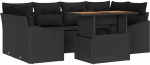 7-teiliges Gartensofa-Set mit Kissen Schwarz Poly Rattan Gartenlounge Model3358529