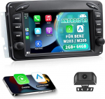Android 13 autoraadio Mercedes C-klassile W203/G-klassile W463/CLK W209 | 7-tolline IPS puuteekraan HD tagantvaate kaameraga | Wireless CarPlay & Android Car | 2GB + 64GB GPS, Bluetooth, WLAN, FM-raadio