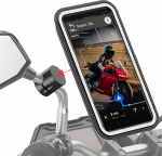 Shapeheart magnetiline mobiiltelefoni hoidja mootorratta tagumise vaatepeegli jaoks, universaalne 360 p&ouml;&ouml;ramine, vibratsioon auruti, mootorratta ja roller, veekindel roller mobiiltelefoni jaoks