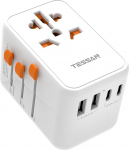 TESSAN 100 W GaN reisiadapter kogu maailmas, kiirlaadimisadapter, toiteadapter 3 USB C ja 2 USB A, reisipistik USA, Suurbritannia, Itaalia, Tai, Kanada, Jaapan, Austraalia, pistikupesaadapter