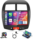 2G + 64G Rimoody Android Autoradio Mitsubishi ASX 1/Peugeot 4008/Citroen C4 koos Carplay Android Auto 10.1-tolline 2.5D puuteekraaniga Stereo koos GPS navigatsiooniga Bluetooth FM RDS WiFi EQ SWC tagumine vaade