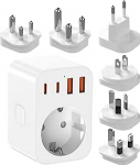 Maailma reisiadapteri komplekt, reisipistik 8 eemaldatava pistikuga reisiadapter, universaalne pistikupesa adapter, USB C (PD 20W), koos l&uuml;litiga, Suurbritannia/Itaalia/L&otilde;una-Aafrika/EL/EL/USA/&Scaron;veitsi jaoks