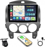 9-tolline autoraadio Android 13 (2+64GB) Mazda 2 2007-2014 jaoks - Traadita Carplay & Android auto - raadio Android GPS tagantj&auml;rele vaatekaameraga + MIC WiFi HiFi Bluetooth RDS SWC