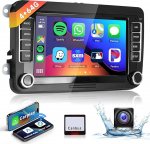 4G & 64G 7-tolline autoraadio Bluetooth VW Golf 5 6 Polo Passat Skoda Touran Tiguan Seat Wireless Carplay Android auto, WiFi GPS navigatsioon HiFi RDS/FM raadio 2 DIN koos AHD tagurduskaameraga/DVR/Canbusiga