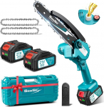 20.3 cm Mini Chainsaw with Battery 8000 mAh, Seesii Mini Chainsaw Electric with Automatic Oiler and 2 Batteries 4000 mAh, Hand Chainsaw Battery for Garden Cutting, Loppers Wood Cut, CH820+