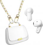 T&otilde;elised juhtmevabad k&otilde;rvaklapid, Bluetooth-k&otilde;rvaklapid, 13 mm juht pakuvad k&otilde;rgekvaliteedilist heli, 22H m&auml;nguaeg, unikaalne mini k&auml;ekoti laadimiskohver koos helmede ja teemantkettaga, ideaalne moe jaoks, mis on m&otilde;eldud naiste jaoks, kes on ettepool ...