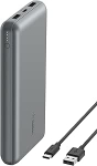 Belkin kaasaskantav USB C-laadija, 20,000mAh, 20K Power Bank USB-C sisend/v&auml;ljundiga ja 2 USB-A pesa USB-C/USB-A kaabliga iPhone'ile, Galaxy, Pixelile, iPadile, AirPodidele ja teistele seadmetele - Space Grey