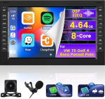 [8Cores 4G + 64G] Hikity Car Radio Android 13 VW T5 Golf 4 Polo Passat 7-tollise puuteekraaniga autoraadio 1280 x 720 Pixel 32EQ FM RDS Wireless Carplay Android Auto GPS navigatsioon WiFi tagurdamine