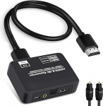 4K @ 60Hz HDMI Audio Extractor Splitter Converter, HDMI to HDMI + Optiline Toslink SPDIF + 3,5 mm Stereo analoog audio, HDMI 2.0b Audio Embedder Inserter PS5, Xbox optilise digitaalse kaabliga