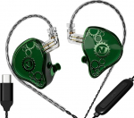 KAMINRUN ND Venus In-Ear Monitor k&otilde;rvaklapid, 10 mm topeltmagneetilise d&uuml;naamilise juhiga IEM k&otilde;rvaklapid, HiFi juhtmega m&auml;nguk&otilde;rvaklapid, 2-pinnaline eemaldatav kaabel (mikrofoniga, roheline, USB-C port)