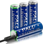 AA aku USB-C liitium aku laetav 3600 mWh koos 4-in-1 USB-C laadimiskaabliga 1,5 V akud 1,5 tundi kiirlaadimist 1500 ts&uuml;kli pakend 4 (AAX4)