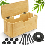 Otauoaea puidust kaablikarp, mis on valmistatud j&auml;tkusuutlikust bambusest, kaablikarp laua jaoks, kaablite peidamiseks, kaablijuhtimiskarp, kaablikorralduskarp, pistikupesa, kaablikarbikomplekt, 34 x 13,5 x 14,5 cm, 34 x 13,5 x 14,5 cm