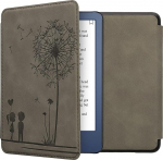 kwmobile H&uuml;lle kompatibel mit Amazon Kindle (2022/2024) H&uuml;lle - Kunstleder Cover - Pusteblume Love Grau