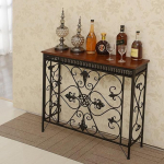 Console Sofa Table, Modern Console Table for Entryway, 15 cm Pine Wood Sofa Table with Metal Frame, Scratch-Resistant Foot Pad, Solid Iron Bar Enclosure for Living Room