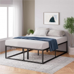 Zinus Joseph Bed 140 x 190 cm - Structure 46 cm High with Storage - Metal Platform with Steel Slatted Holder - Black