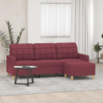 ShGaxin 3201007 3-Seater Sofa with Stool, Wine Red, 180 cm Fabric, Sofas & Couches, Sofa Living Room, Sofa for Teenager's Room, Relax Sofa, Sofa for Bedroom, Upholstered Sofa