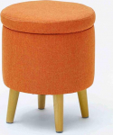 YXZN Stool with Storage Space Footstool Storage Box Removable Lid Padded Linen Seat Solid Wood