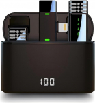 Lancoon Wireless Lavalier Microphone with Charging Case Suitable for iPhone iPad Clip on Lapel Microphone Reverberation for Interview Video Recording