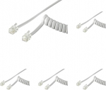 goobay 50246 Telefonikaabel RJ10 pistik telefonitoru spiraalkaabel telefonipistik RJ10 kaabel lauatelefoni telefonitoru telefonikaabel valge 2 m (5 tk)