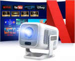Beamer 4K [ Kompatibel mit Netflix | Dolby Audio] 700 ANSI Smart-Projektor f&uuml;r Heimkino, Full HD 1080P, Autofokus, vertikale Trapezkorrektur f&uuml;rs Auto, Kurzdistanzprojektor (Wei&szlig;)