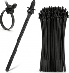 100 St&uuml;ck Tannenbaum Kabelbinder Schwarz 5,5mm x 210mm, 2 in 1 Push Mount Nylon Kabelbinder Selbstverriegelung, UV best&auml;ndig feuerfest f&uuml;r Auto Zuhause Bau Elektronik