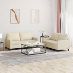 Juroupi 3201409 2-Piece Sofa Set with Cushion Sofa Living Room Sofa Set Sofas for Living Room Cream Faux Leather