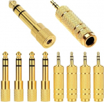 3,5 mm mees- 6,35 mm naisadapter ja 3,5 mm nais- 6,35 mm meesadapter, kullatud 1/8" kuni 1/4" pesa Aux kaablile, kitarav&otilde;imendile, k&otilde;rvaklappidele (10 tk)