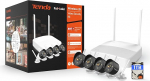 Tenda K4W-3TC-1T Outdoor Surveillance Camera WiFi Set, 4 x 2K WiFi Camera Outdoor + 4CH Wireless NVR + 1TB HDD for Video Surveillance, Full Colour Night Vision, IP66, Person Detection and Motion