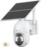 Ctronics 4G LTE Outdoor Solar Wireless Surveillance Camera with SIM Card, 2K HD PTZ IP Surveillance Camera Without WiFi, 10400 mAh Battery, PC/FTP/Cloud, Colour Night Vision, PIR Detection, 2-Way