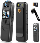 Bodycam Body Camera with Audio and Video Recording with 128GB Memory Card, 1080P Large Wide Angle with Back Clip, Night Vision Motion Detection for Daily Recording/Service (CS08)