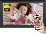 64 GB 15,6-tolline Frameo digitaalne pildiraam WiFi Black - 1920 x 1080P FHD IPS puuteekraaniga suur elektrooniline pildiraam, automaatne p&ouml;&ouml;ramine, seinale kinnitamine, fotode ja videote jagamine