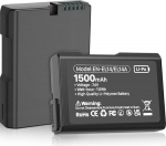 Aku Nikon EN-EL14/EL14a, 1500mAh asendusaku Nikon D5600 D5100 D5200 D5300 D5500 D3100 D3200 D3300 D3400 D3500, Coolpix P7000 P7000 0000 100 p. 7200 kaameratele (1 pakk)