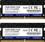 LinkMore 32GB komplekt (2 x 16GB) DDR4 3200MHz SODIMM (PC4-25600) CL19 1,2V m&auml;lumoodul s&uuml;learvutile