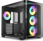 Iota C70 BK Curve ARGB Digital Mid Tower ATX Gaming PC korpus, 270&deg; kumer panoraamvaade, reaalajas temperatuurin&auml;idik, 4 eelpaigaldatud PWM PC ventilaatorit, suur topeltkamber, ATX/MATX/ITX jaoks