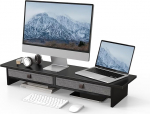 Fenge Dual Monitor Stand Riser 2-tasandiline arvutimonitoride stend koos sahtliga PC s&uuml;learvuti printeri TV jaoks 90 x 23,5 x 14,2 cm kandev&otilde;ime 25 kg (must)