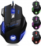 [Uus versioon] Zelotes Gaming Mouse, juhtmega hiir, arvutihiir, 7200 DPI 7 nuppu LED optiline USB juhtmega m&auml;nguhiir Gamer PC MAC Gamer Mac Desktop Notebook, must