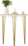 Halbmondf&ouml;rmiger Konsolentisch im Mid-Century-Modern-Stil, schmaler 3-Bein-Beistelltisch aus Massivholz f&uuml;r Flur, Eingangsbereich und Wohnzimmer, einfache Montage(Gold,60cm)