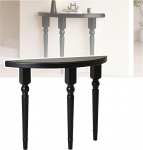 Konsoollaud, poolringikujuline, k&uuml;ljepult, &otilde;huke m&auml;nnipuidust, poolringikujuline lauaplaat, lihtne hooldada ja ideaalne kitsastesse ruumidesse (must, 120 x 80 x 25 cm / 47 x 31 x 10 tolli)